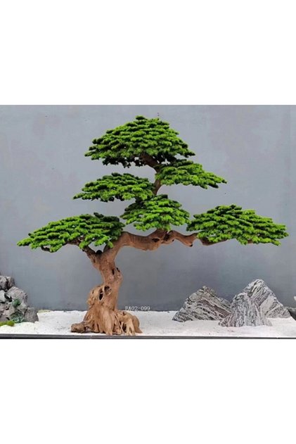 Bonsai artificial H300cm Pin cu trunchi din lemn, coroana L250xW110cm