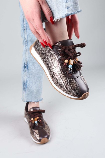 Zimeja Snake Patterned Sneakers Brown
