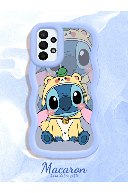 Simple Blue Silicone Phone Case Stitch Pattern Compatible with Samsung Galaxy A23 Shockproof