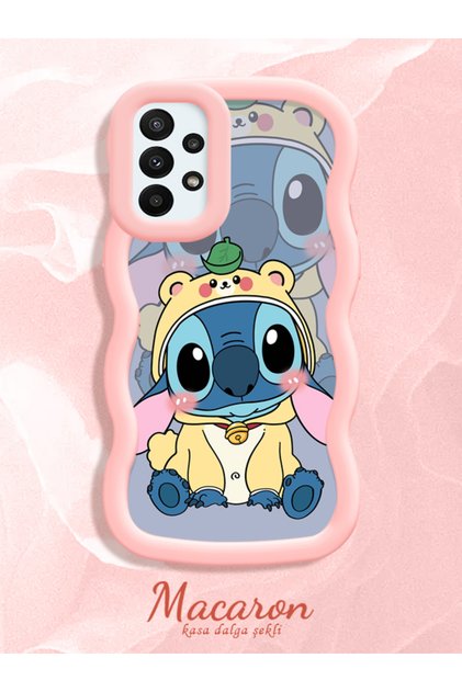 Simple Pink Silicone Phone Case Stitch Pattern Compatible with Samsung Galaxy A23 Shockproof