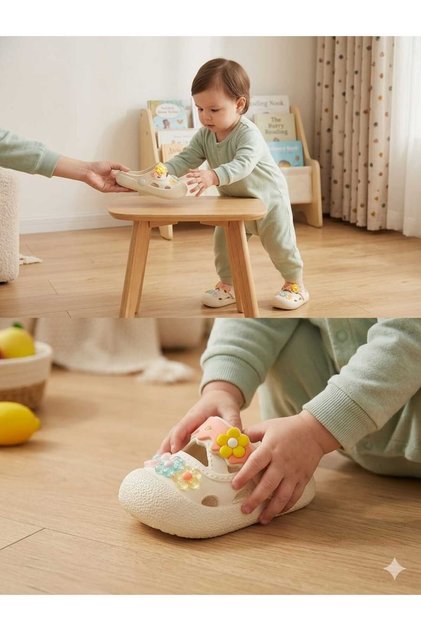 Sandale și papuci pentru copii cu flori și pietre decorative Calx