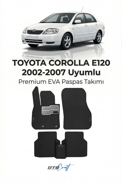 Toyota Corolla E120 (2002-2007) Araca Özel 3D Havuzlu Eva Paspas Tam Set 5 Parça