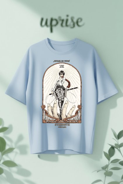 Mikasa Ackerman Attack on Titan Printed Cotton Oversize T-Shirt