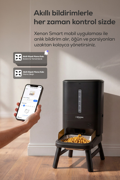 Xenon Smart Köpek Mama Kabı Akıllı, 15L, Mobil Kontrol, Büyük