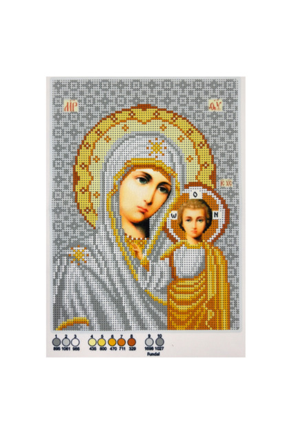 SCHEMA PENTRU BRODERIE CU MARGELE PRECIOSA “Maica Domnului din Kazan” gri