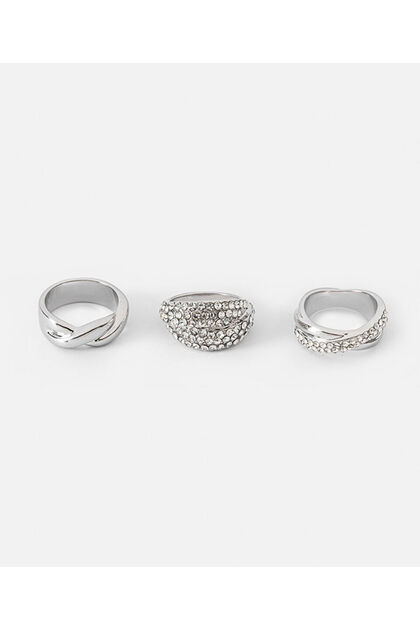 Rhinestone Stone Ring Set