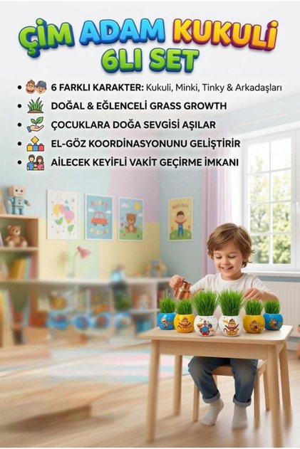 Kukuli and Friends Character Set of 6 Grass Man Sula Extend Cut Educational Toy Set