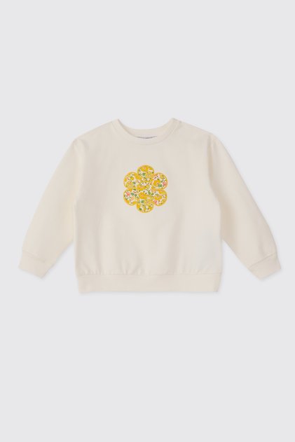 Liberty Fabric Baby Girl Appliqued Ecru Sweatshirt
