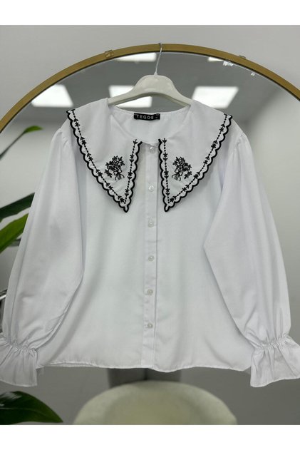 Baby Collar Embroidery Detailed Blouse