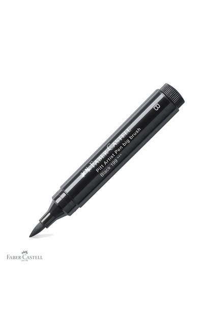 Marker tip pensulă mare Faber-Castell Pitt Artist Pen, cu vârf flexibil, cerneală pigmentată neagră, pentru schițe și ilustrații