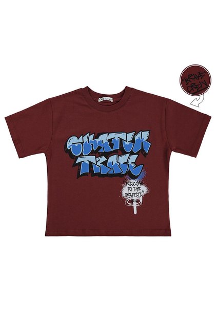 Skater Printed T-Shirt for Ages 6-9 - Orange