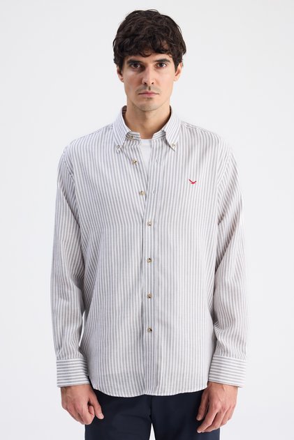 Ds Damat Comfort Mink Striped Shirt