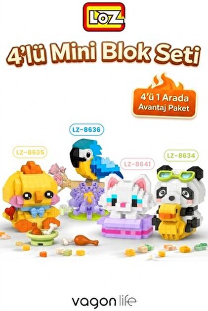 Vagonlife Loz Micro Block 2'li Panda Tavşan Figürü 2 Farklı Model