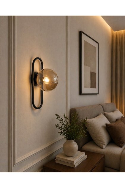 Gaya Black Case Globe Glass Wall Sconce