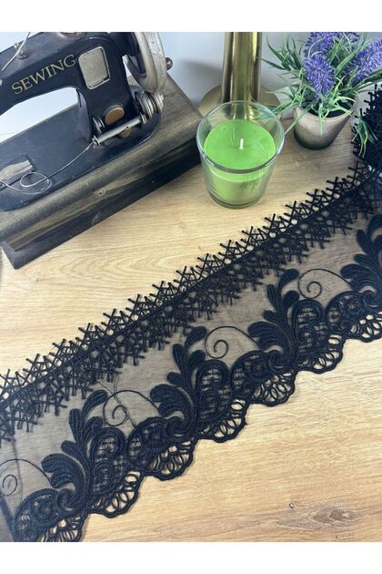 Elegant Curvy Lace Ribbon on a Sheer Fabric (1Mt)