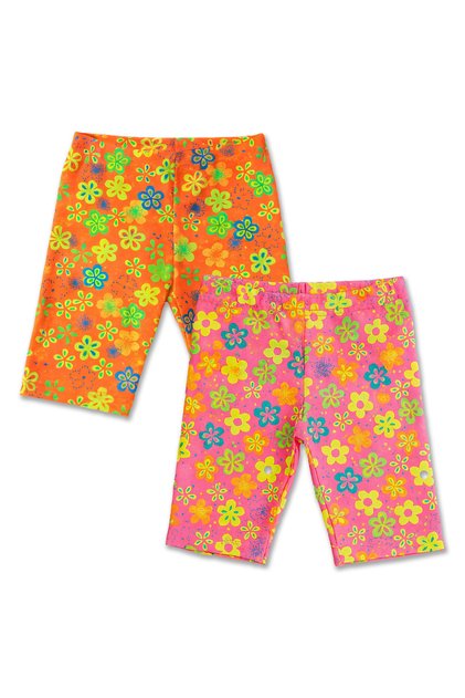 Girls' Floral Patterned Cotton Above-Knee Short Leggings 2-Pack