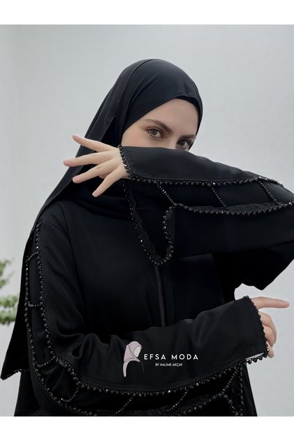 ✨ Taşlı Siyah Ferace ✨