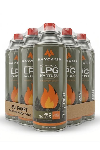 227GR 400 ml Butan Propan Lpg Kartuş – 5’li Paket