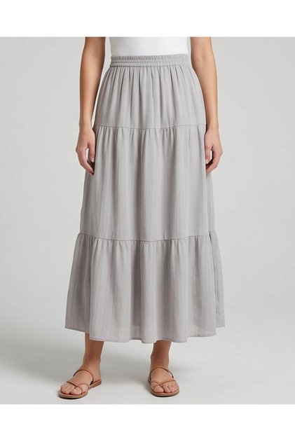 Women Grey Tiered Skirt