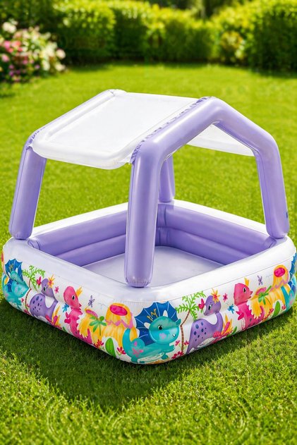 Titlu SEO (optimizat Trendyol): Piscina Gonflabila Copii cu Acoperis Detasabil, 157x157x122 cm, 295L, Protectie UV, Baza Moale, Vinil Rezistent