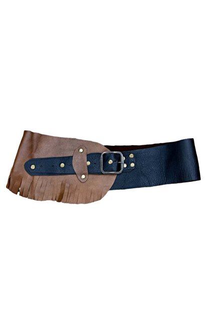 Calista Tasseled Two-Tone Tan & Bitter Brown Genuine Leather Design Belt