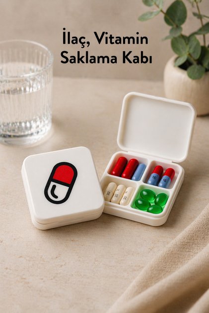 İlaç & Vitamin Saklama Kabı - 4 Bölmeli