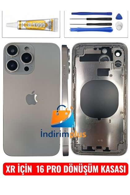 iPhone XR Kasa XR için 16 Pro Max Dönüşüm Kasası Natürel Titanyum