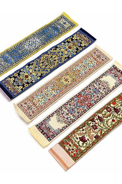 Etnik Desenli Kitap Ayracı | Halı Motifli Dokuma Kitap Ayracı | Dekoratif ve Şık Ayraç (Karışık Desen) 1 Adet