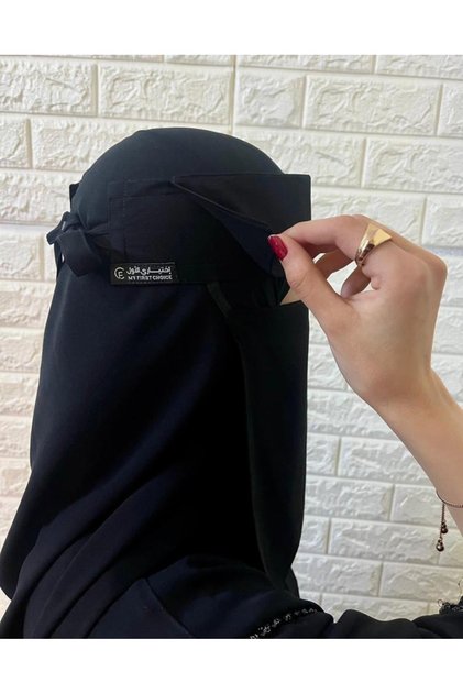 نقاب كويتي مطاط مائل طويل 9 إنش أسود