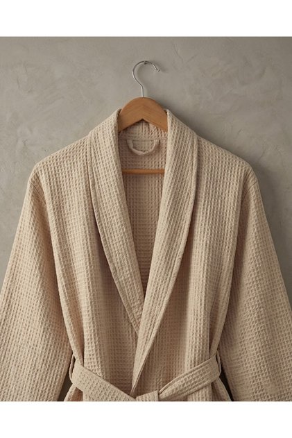 Men's Pique Bathrobe 100% Cotton Shawl Collar Lightweight Bathrobe
