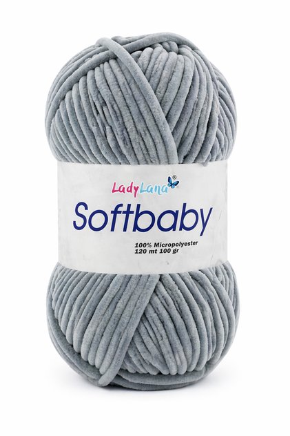 Softbaby (Velvet-Chenille) Hand Knitting Yarn 557 Light Gray