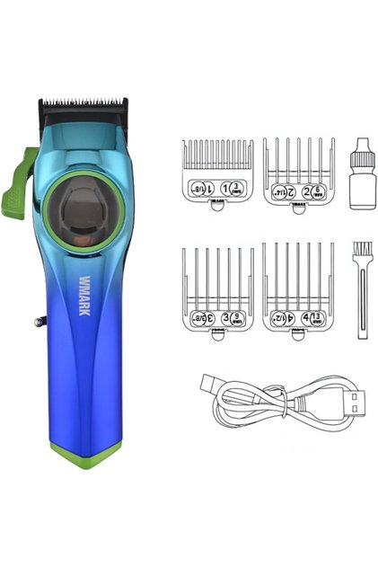 NG-9009 Ultra Premium Haircut Clipper DLC Fade Blades 9000-10000RPM Taper Lever 120min Battery Blue