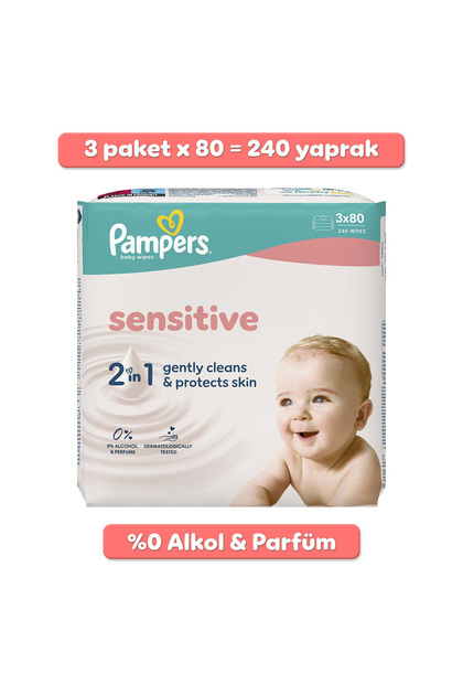 Prima Pampers Sensitive Bebek Islak Havlu 3 Paket 240 Yaprak