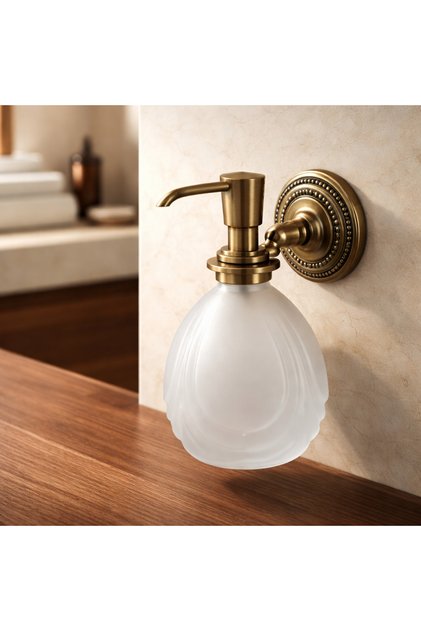 Antique Gold Retro Liquid Soap Dispenser Wall Mounted Handmade Motifed Antique Gold Bathroom Soap Dispenser