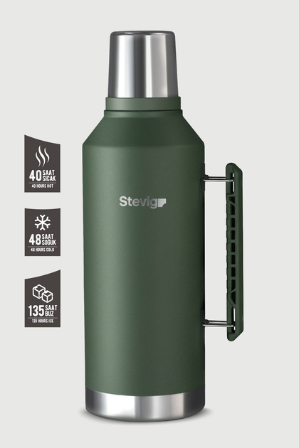 Stevig 1 Camper Klasik Kulplu Sızdırmaz Çelik Termos 2.2 LT Green