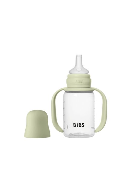 Cănuță cu pai din PP, set de 150 ml cu cioc din silicon și sistem anti-picurare, verde salvie