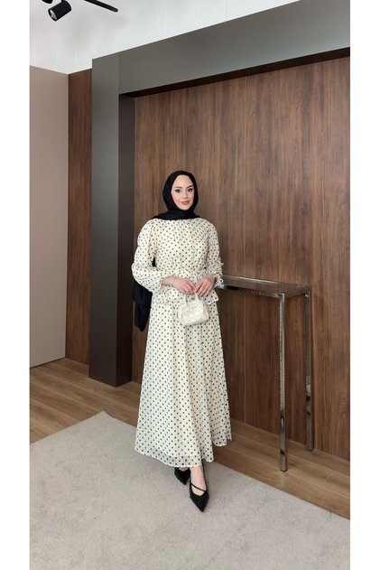 Polka Dot Lined Tulle Skirt Blouse Double Set
