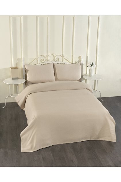 100% Cotton Cappuccino Elastic Sheet Pique Set Cappuccino