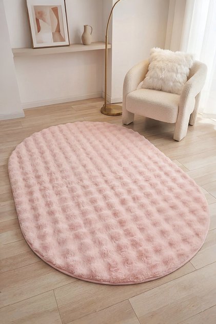 Lüks Rahat Pembe Peluş Alan Halısı Yumuşak Makinede Yıkanabilir Yatak Odası Oturma Odası Ofis Dekoru