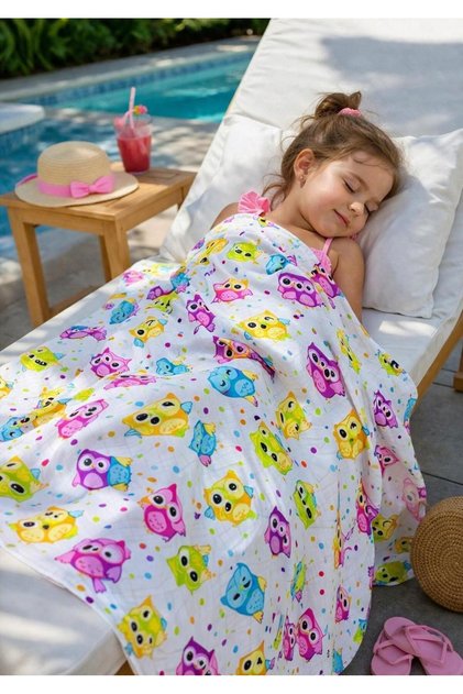 100% Bamboo Owl Muslin Blanket & Blanket for Baby Girl & Boy/Child