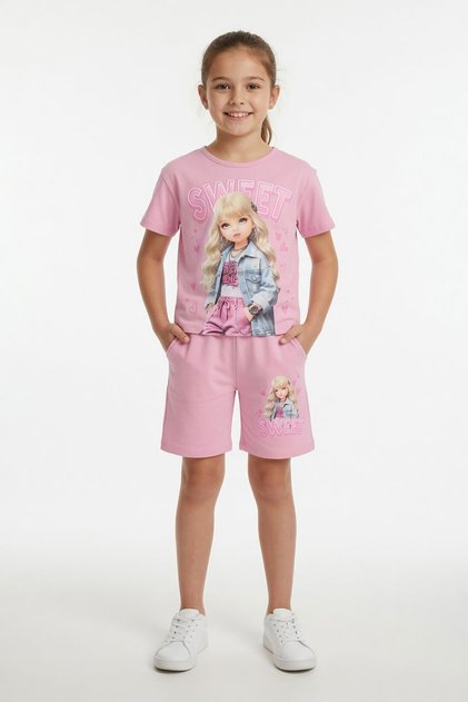 Powder Sweet Written Character Printed Girls' Shorts Set of 2 23996