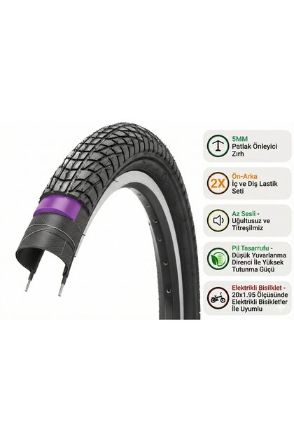BİKE SKY Black Cat Zırhlı Ön Arka Set İç Dış Lastik 20x1.75 – 5 mm