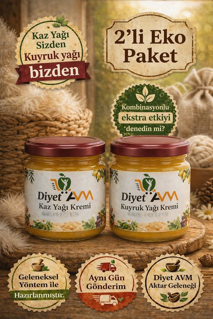 2’li Eko Paket Kaz Yağı & Kuyruk Yağı Kremi (170 ML + 170 ML)