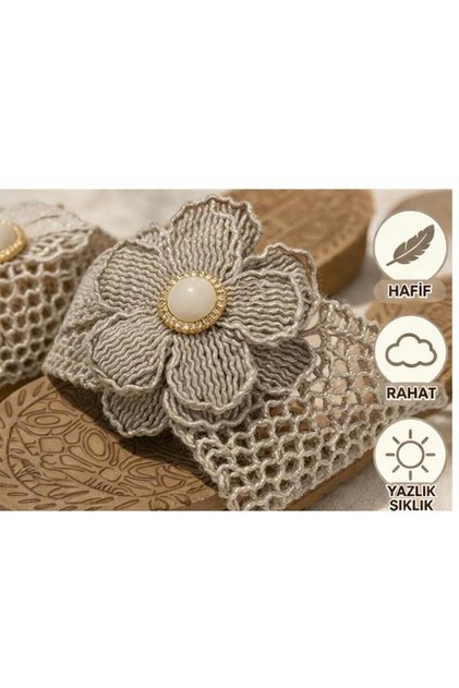 Floral Straw Women's Slippers Outdoor - Indoor Slippers