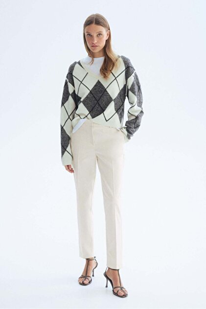 h&m patterned cigarette trousers H&M Cigarette trousers- Trendyol