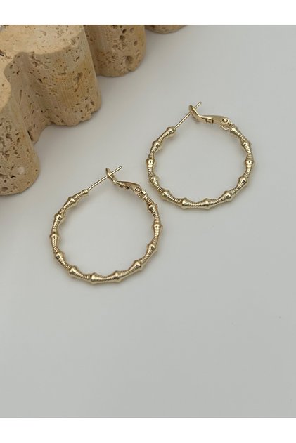 Vip 14K Altın Kaplama Kararmaz 3 cm boyutunda Kadın Küpe