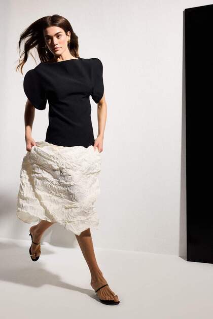 A-Line Regular Waist Satin Midi Skirt H0858Ax26Sp