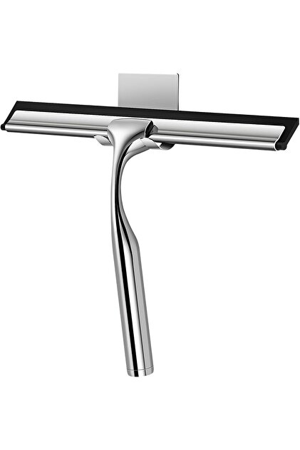 10-Inch Stainless Steel Shower Squeegee,Glass Cleaning Tool with Adhesive Hooks,for Bathroom,Car,Windows,Mirrors