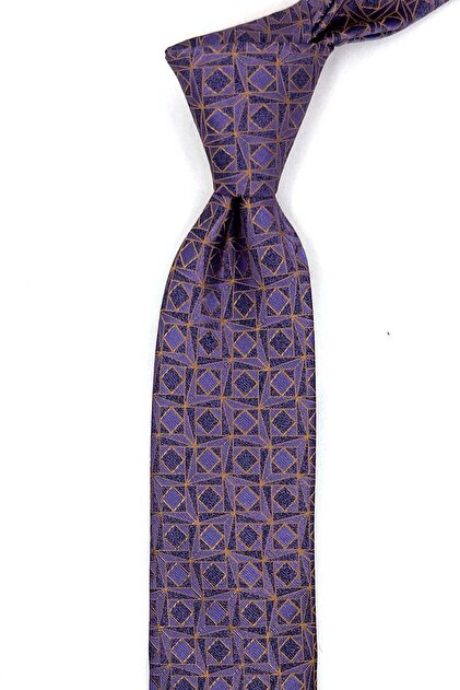 Lilac Motif Patterned Slim Tie Sk8075