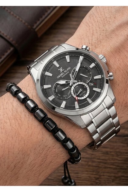 Men's Black Dial Metal Cord Multi-Function Wristwatch 2 Years Warranty